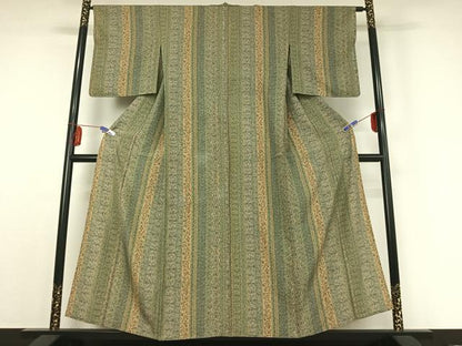 平和屋着物▽上質な小紋 単衣 手描き 花間道 正絹 逸品 AABE8053jh