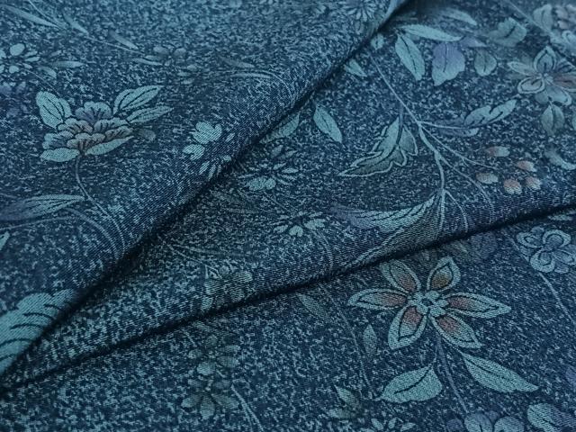 平和屋着物▽上質な小紋 単衣 更紗花文 正絹 逸品 AABE8054jh