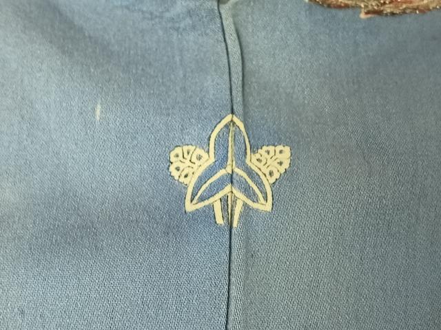 平和屋着物▽アンティーク　大正ロマン　訪問着　単衣　手描き　刺繍　立波飛鳥文　船　暈し染め　金彩　金銀糸　正絹　逸品　AABE8055jh