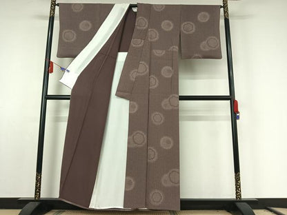 平和屋着物▽江戸小紋　単衣　雪輪文　正絹　逸品　AABE8056jh