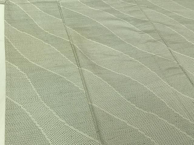 平和屋着物▽上質な紬　単衣　100亀甲　変わり斜縞　三越扱い　正絹　逸品　AABE8058jh