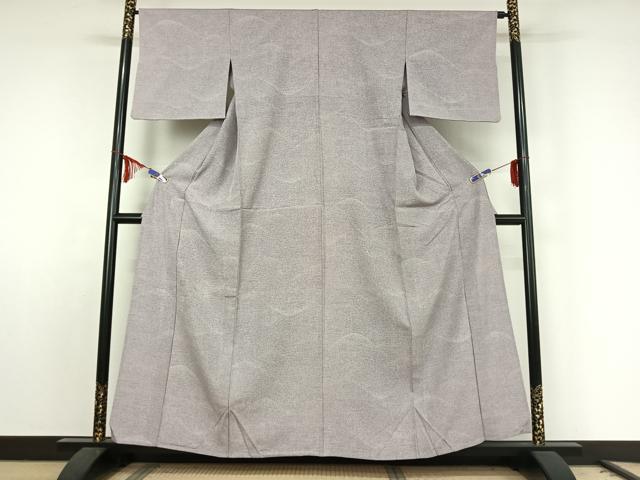 平和屋着物▽上質な小紋 単衣 霞文 三越扱い 正絹 逸品 AABE8061jh