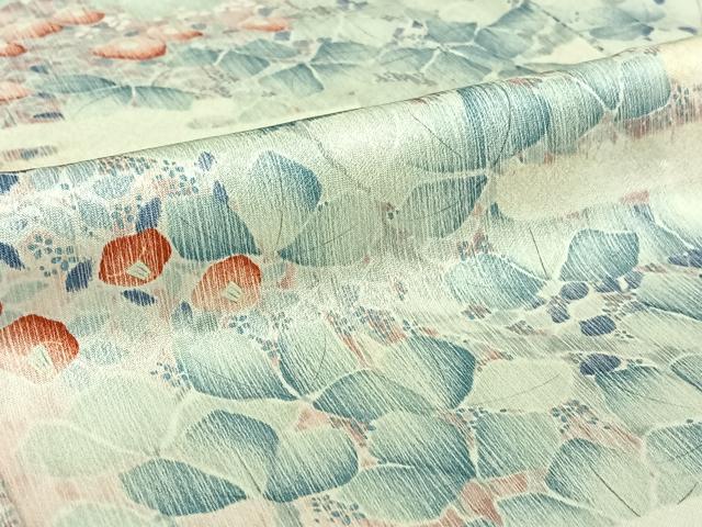 平和屋着物▽上質な小紋 単衣 草花文 正絹 逸品 AABE8062jh