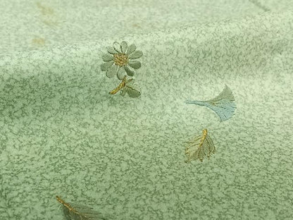 平和屋着物▽訪問着　本場染大島紬　単衣　総刺繍　舞花文　暈し染め　金糸　正絹　逸品　AABE8063jh