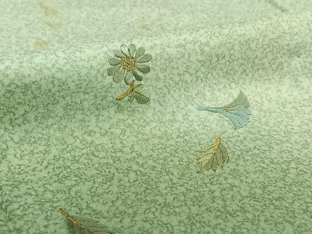 平和屋着物▽訪問着　本場染大島紬　単衣　総刺繍　舞花文　暈し染め　金糸　正絹　逸品　AABE8063jh