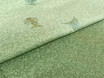 平和屋着物▽訪問着　本場染大島紬　単衣　総刺繍　舞花文　暈し染め　金糸　正絹　逸品　AABE8063jh