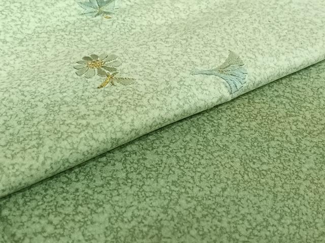 平和屋着物▽訪問着　本場染大島紬　単衣　総刺繍　舞花文　暈し染め　金糸　正絹　逸品　AABE8063jh