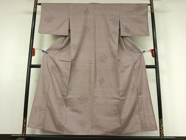 平和屋着物▽結城紬 単衣 100亀甲 七宝 正絹 逸品 AABE8064jh