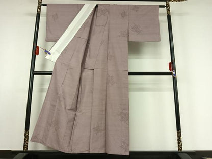 平和屋着物▽結城紬 単衣 100亀甲 七宝 正絹 逸品 AABE8064jh