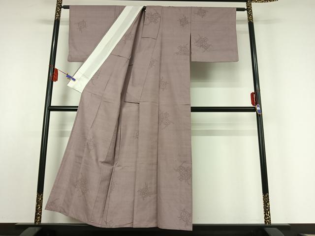 平和屋着物▽結城紬 単衣 100亀甲 七宝 正絹 逸品 AABE8064jh