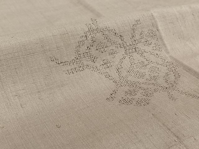 平和屋着物▽結城紬 単衣 100亀甲 七宝 正絹 逸品 AABE8064jh