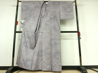 平和屋着物▽上質な紬 単衣 舞蝶文 正絹 逸品 AABE8065jh