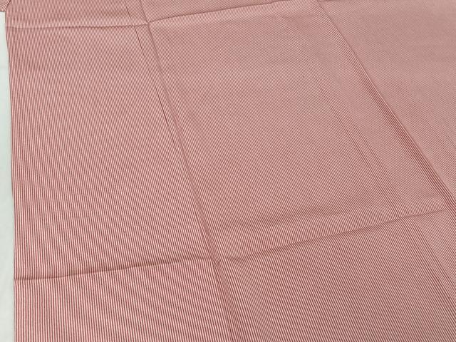 平和屋着物▽江戸小紋 単衣 万筋 珊瑚朱色×白色 正絹 逸品 AABE8069jh