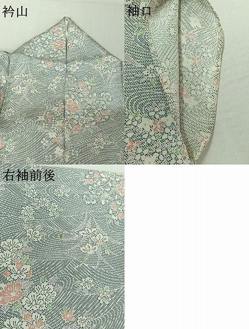 平和屋着物▽上質な小紋 単衣 流水花文 正絹 逸品 AABE8071jh