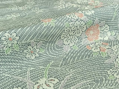 平和屋着物▽上質な小紋 単衣 流水花文 正絹 逸品 AABE8071jh