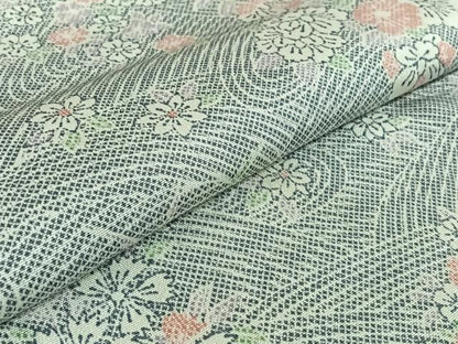 平和屋着物▽上質な小紋 単衣 流水花文 正絹 逸品 AABE8071jh