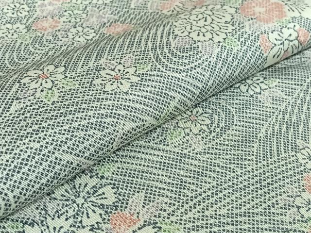 平和屋着物▽上質な小紋 単衣 流水花文 正絹 逸品 AABE8071jh