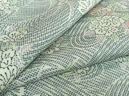 平和屋着物▽上質な小紋 単衣 流水花文 正絹 逸品 AABE8071jh