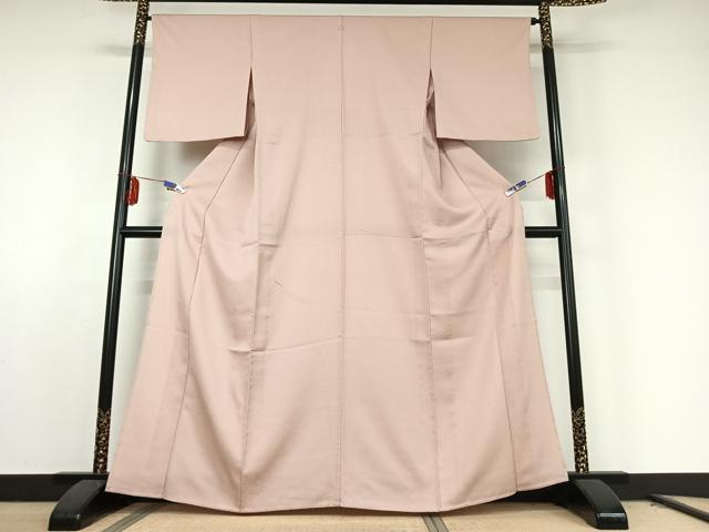 平和屋着物▽東京友禅　熊谷好博子　色無地　単衣　灰桜色　高島屋扱い　洗える着物　AABE8073jh