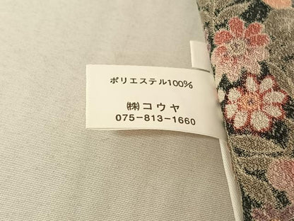 平和屋着物▽小紋 単衣 流水花文 黒地 洗える着物 AABE8074jh