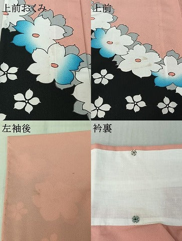 平和屋着物▽訪問着　単衣　舞花文　暈し染め　洗える着物　AABE8075jh