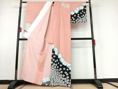 平和屋着物▽訪問着　単衣　舞花文　暈し染め　洗える着物　AABE8075jh