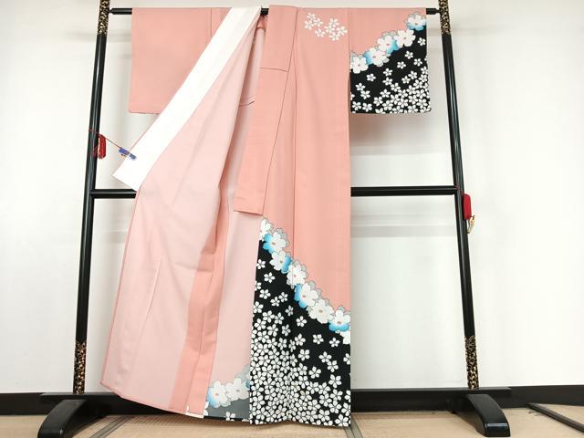 平和屋着物▽訪問着　単衣　舞花文　暈し染め　洗える着物　AABE8075jh