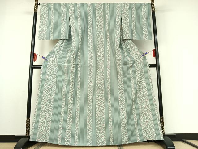 平和屋着物▽小紋 単衣 花間道 洗える着物 AABE8076jh