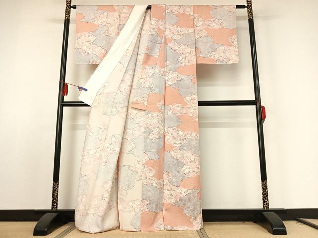 平和屋着物▽小紋　単衣　辻が花　洗える着物　AABE8077jh 平和屋着物▽小紋 単衣 辻が花 洗える着物 AABE8077jh