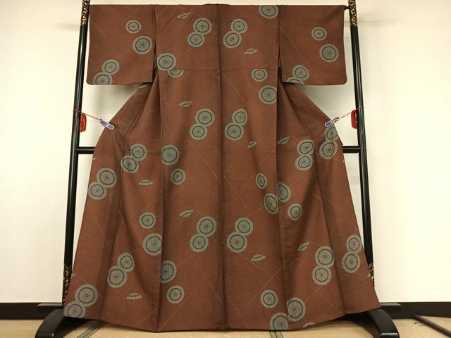 平和屋着物▽小紋 単衣 番傘 洗える着物 AABE8078jh