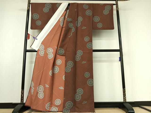 平和屋着物▽小紋 単衣 番傘 洗える着物 AABE8078jh