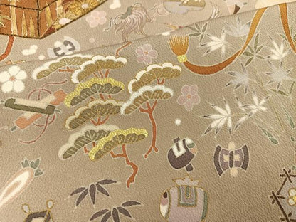 平和屋着物●豪華色留袖　作家物　千くさ染繍　刺繍　飛鶴花文箱　吉祥宝尽くし　暈し染め　金彩　正絹　逸品　AABE8083ph