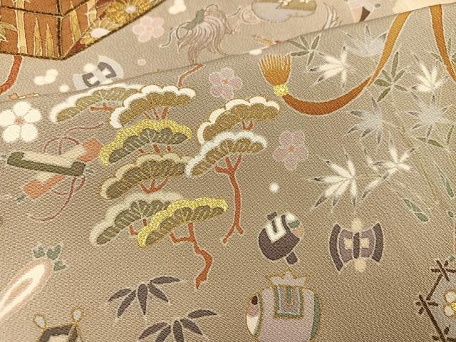 平和屋着物●豪華色留袖　作家物　千くさ染繍　刺繍　飛鶴花文箱　吉祥宝尽くし　暈し染め　金彩　正絹　逸品　AABE8083ph