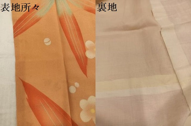 平和屋着物●長襦袢　袷　梅笹文　広衿仕立て　正絹　逸品　AABE8086ph