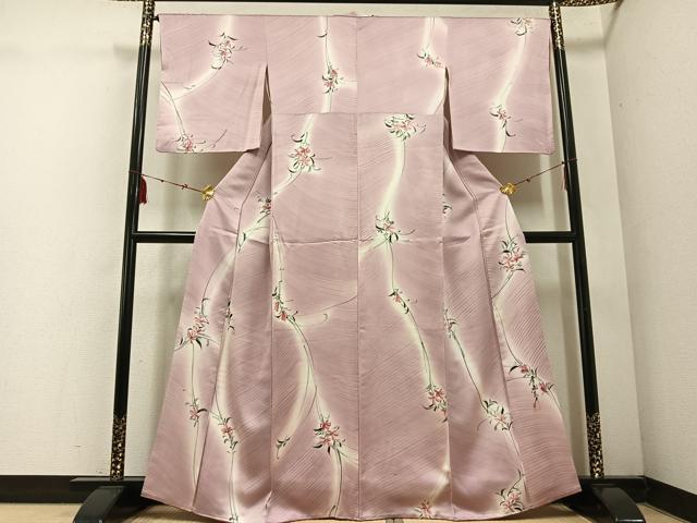 平和屋着物○上質な小紋 藍 型染め 菊草花文 正絹 逸品 CABA8013ut