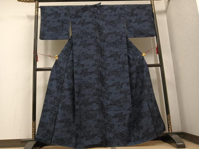 平和屋着物●結城紬　葉尽くし　正絹　逸品　AABE8102ph