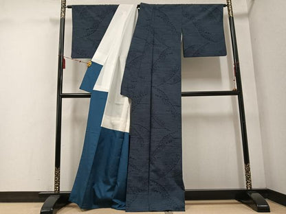 平和屋着物●結城紬　立波文　正絹　逸品　AABE8104ph