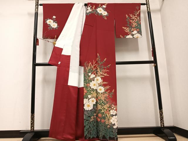 平和屋着物●訪問着　草花文　暈し染め　金彩　正絹　逸品　AABE8107ph