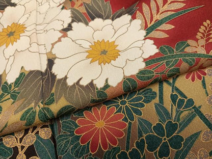 平和屋着物●訪問着　草花文　暈し染め　金彩　正絹　逸品　AABE8107ph