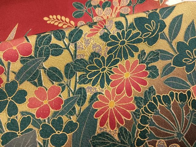 平和屋着物●訪問着　草花文　暈し染め　金彩　正絹　逸品　AABE8107ph