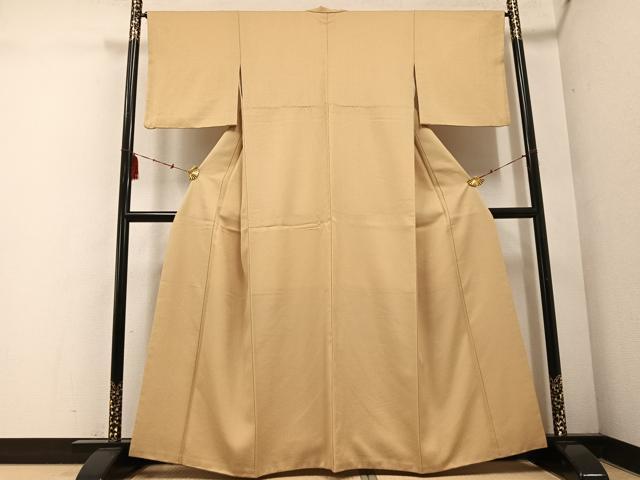 平和屋着物●上質な色無地　紋意匠　枯色　正絹　逸品　AABE8112ph