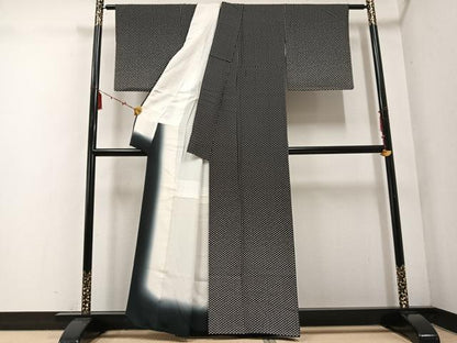 平和屋着物●訪問着　分銅菱　黒地　やまと誂製　正絹　逸品　AABE8116ph