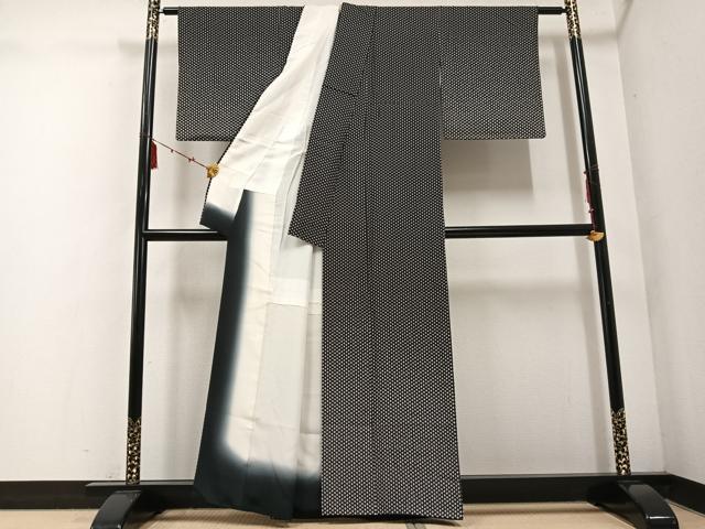 平和屋着物●訪問着　分銅菱　黒地　やまと誂製　正絹　逸品　AABE8116ph