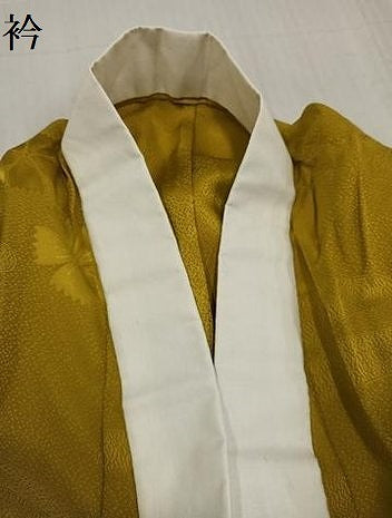 平和屋着物●長襦袢　無双仕立て　色無地　花地紋　芥子色　やまと誂製　正絹　逸品　AABE8119ph