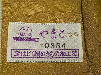 平和屋着物●長襦袢　無双仕立て　色無地　花地紋　芥子色　やまと誂製　正絹　逸品　AABE8119ph