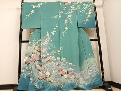 平和屋着物●訪問着　友禅　作家物　枝花文　暈し染め　正絹　逸品　AABE8120ph