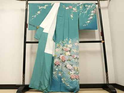 平和屋着物●訪問着　友禅　作家物　枝花文　暈し染め　正絹　逸品　AABE8120ph