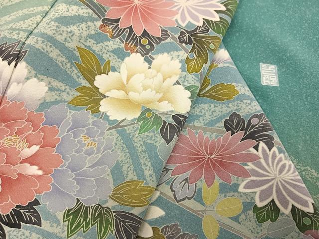 平和屋着物●訪問着　友禅　作家物　枝花文　暈し染め　正絹　逸品　AABE8120ph
