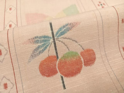 平和屋着物●上質な紬　間道　蝶　成り物　正絹　逸品　AABE8125ph