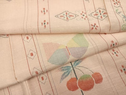 平和屋着物●上質な紬　間道　蝶　成り物　正絹　逸品　AABE8125ph